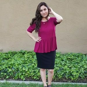 Perfect peplum maroon